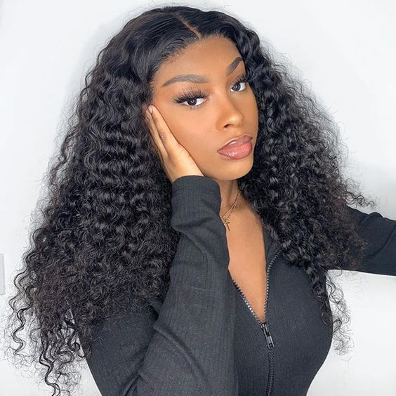 $129 = 2 Wigs | U Part Glueless Wear & Go Deep Wave Natural Color Wig + Glueless Wear & Go Jerry Curly Bob Highlight Wig With Bangs