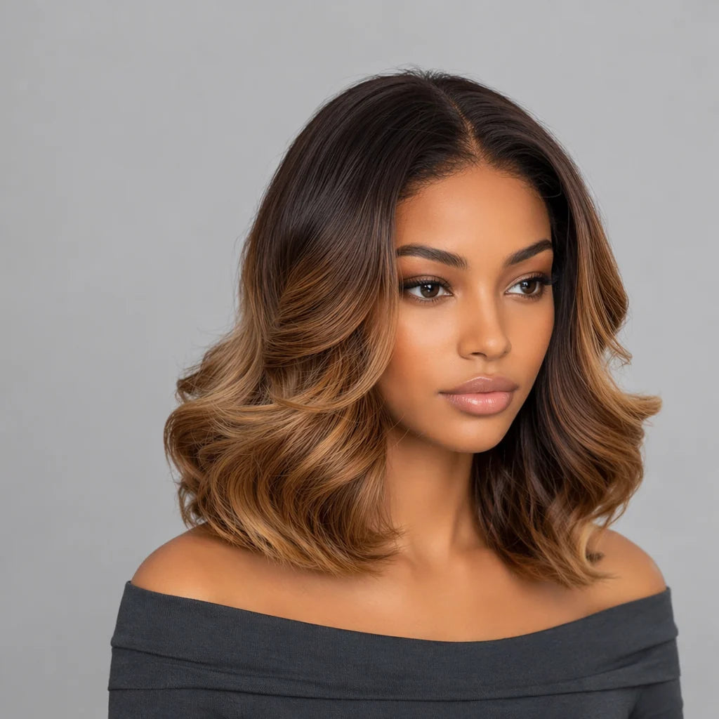 Zlike Classical T2/P4/27# Ombre Brown Colored Glueless Lace Wig Ready To Wear
