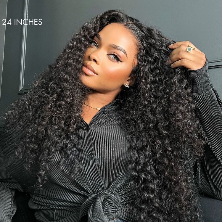 Flash Sale | Water Wave Invisi-Band 360 Lace Frontal Wigs Pre Cut Human Hair Wigs Bleached Knots