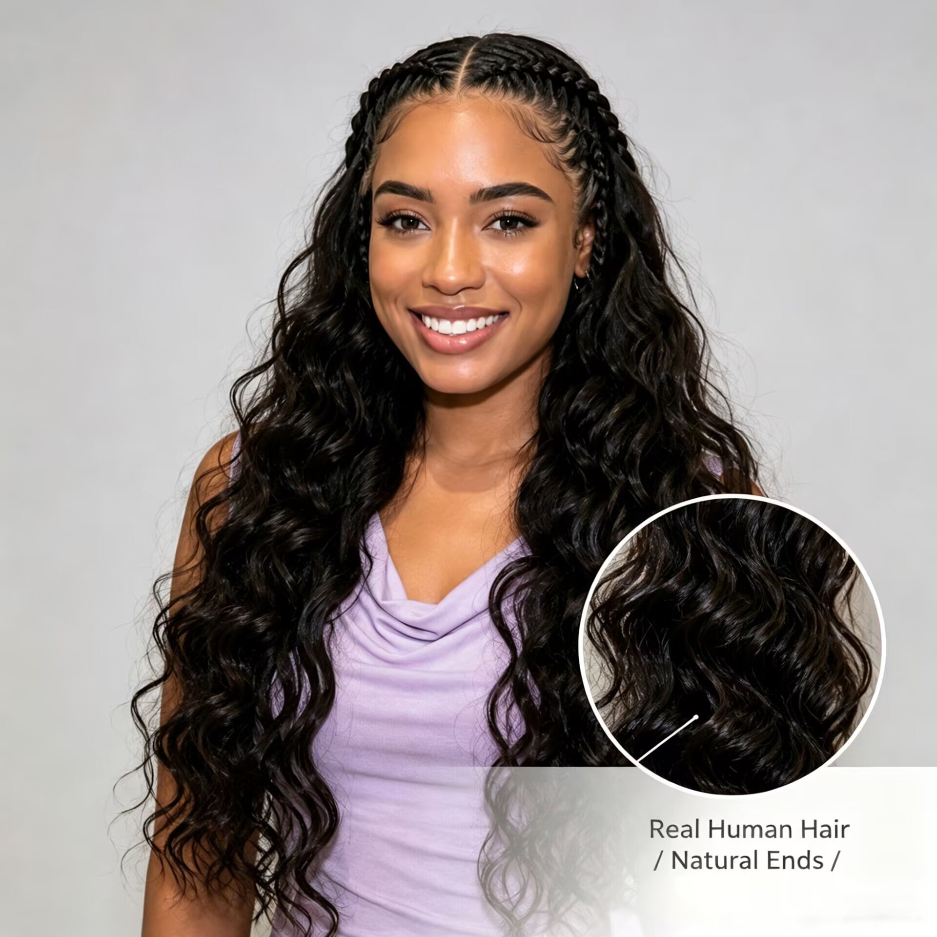Zlike Bohemian Braided Wig Human Hair Bouncy Loose Body Wave 7x5 Transparent Lace Frontal Glueless Pre-Braided Wig