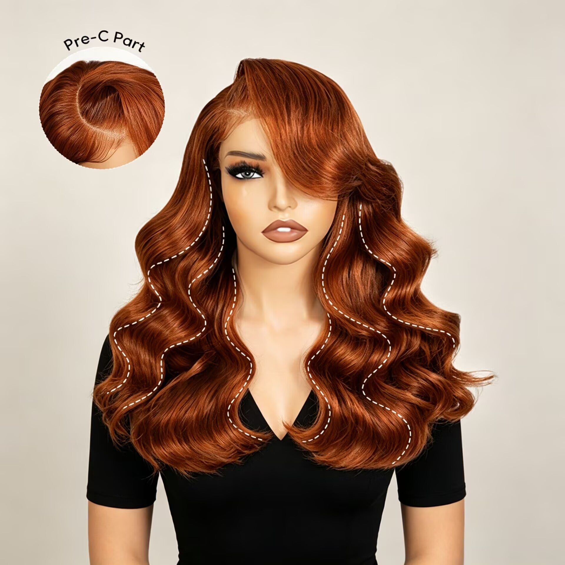 Zlike Burnt Orange Human Hair Wig With Side Part Layered Loose Body Wave 7x5 Lace Glueless Beginner Friendly Wig