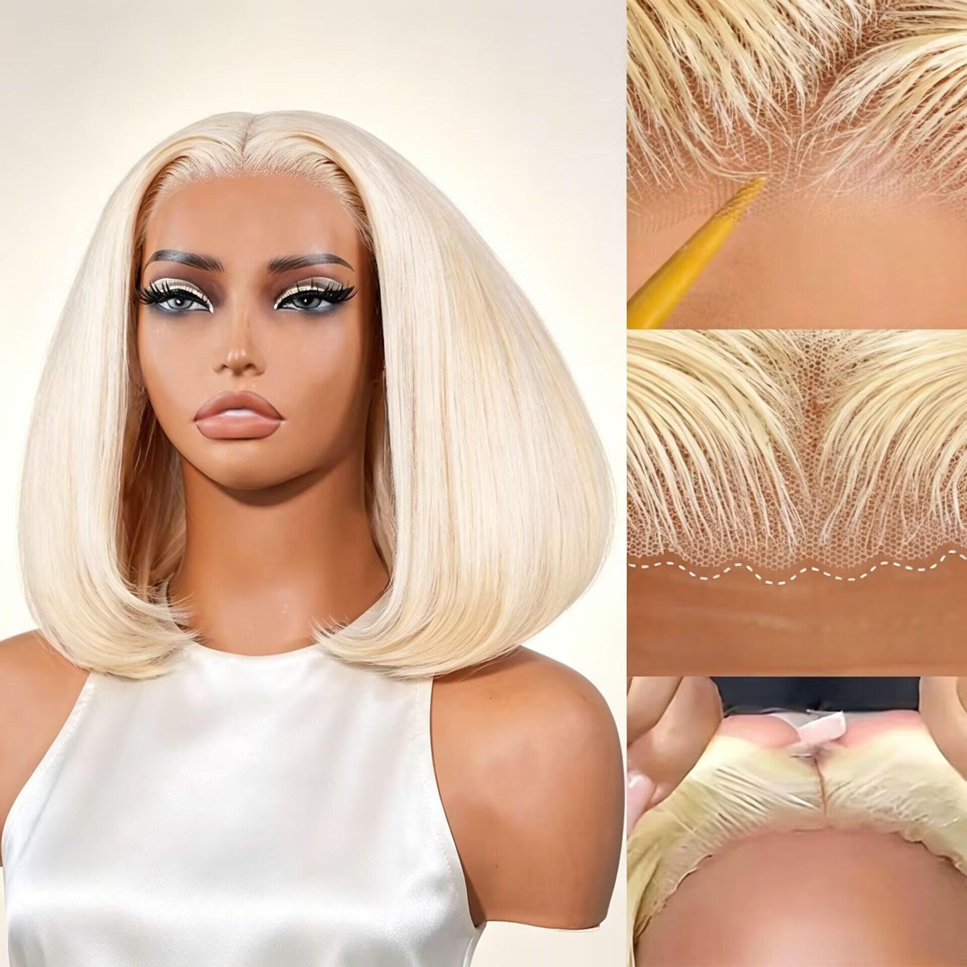 Zlike 6x5 Lace Frontal 613 Blonde Straight Wig & 13x4 Invisible Knots Realistic Hairline Layered Cut Human Hair Wig