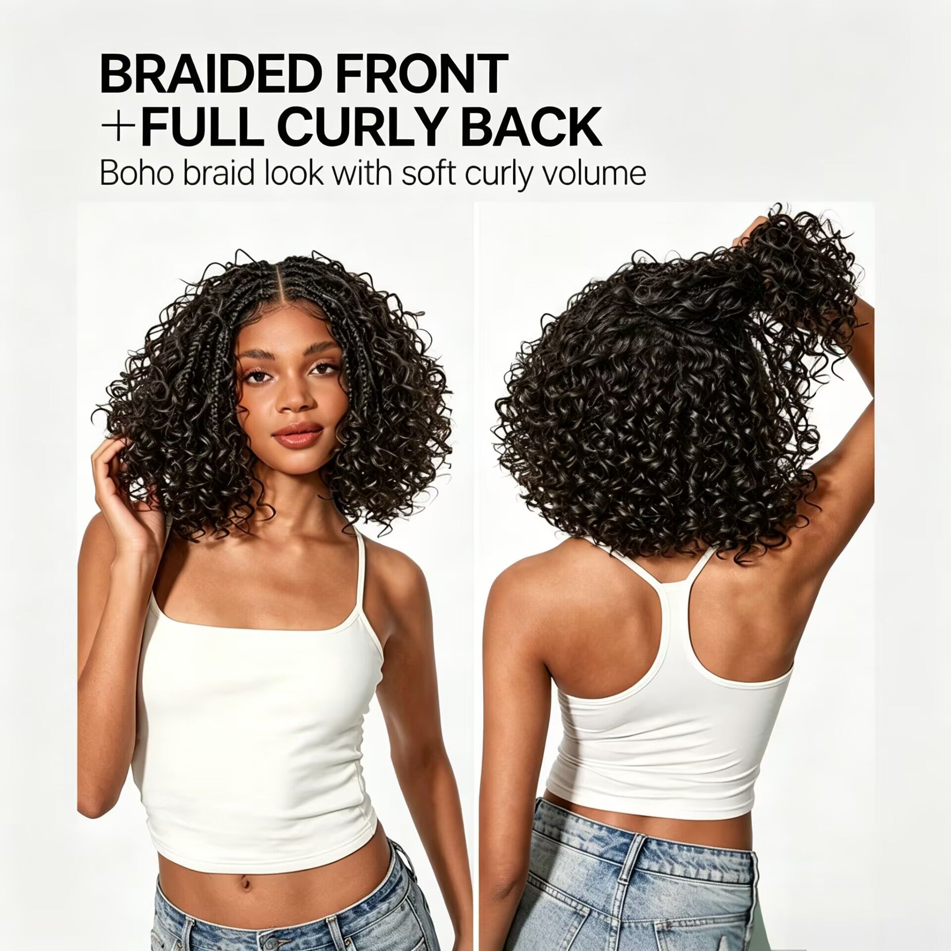 Zlike Boho Braids Water Wave Wig 13x6 HD Pre-Cut Lace Front Glueless Human Hair Wig