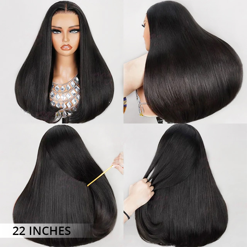 Zlike 300% Density Straight Wigs Transparent Lace 100% Human Hair Pre Cut Lace Front Wigs Glueless