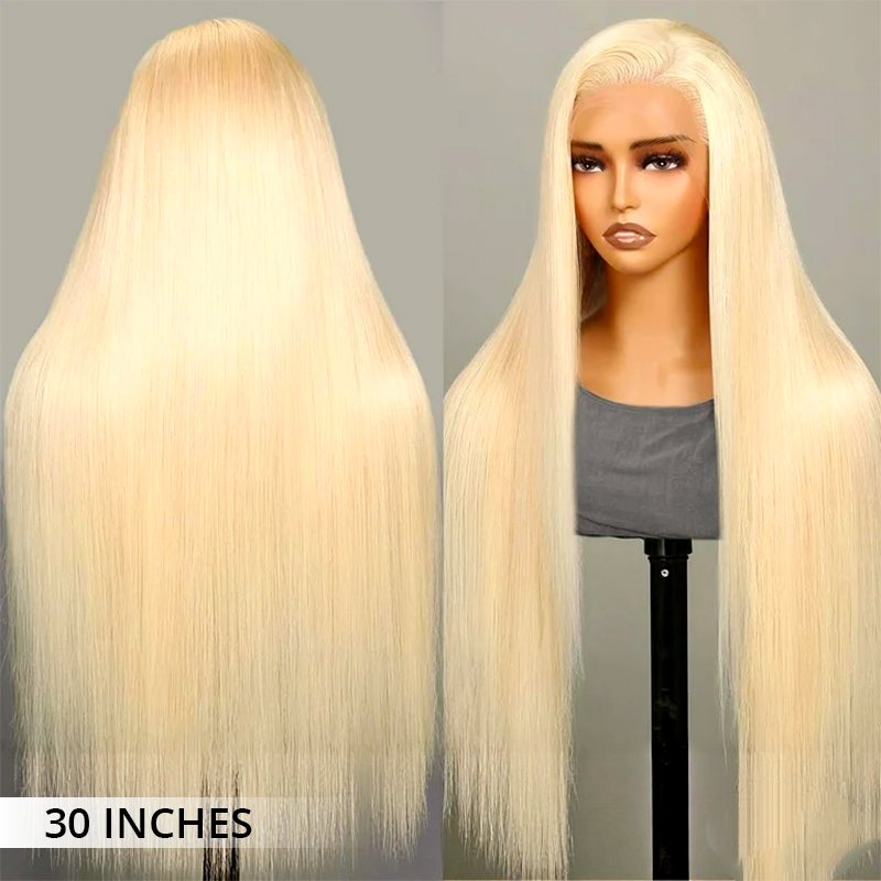 Zlike 300% Density Long Straight Lace Front Wigs #613 Blonde Wigs 100% Human Hair Transparent Lace Front Wigs