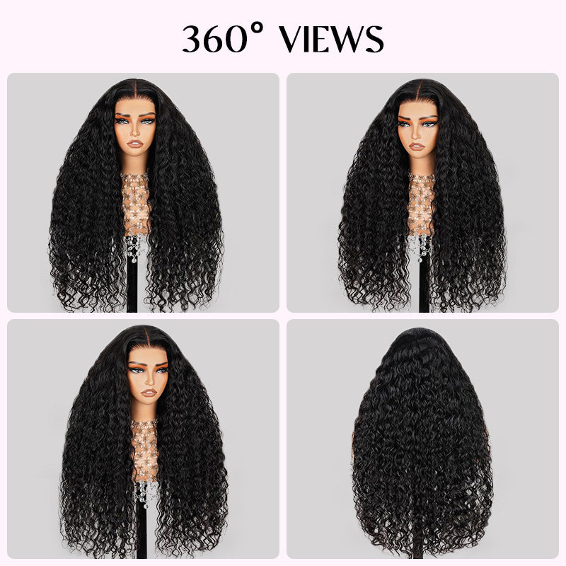 300% Density Luxury Custom Wigs Water Wave Transparent Lace Wig Virgin Human Hair Lace Closure Wigs Super Double Drawn