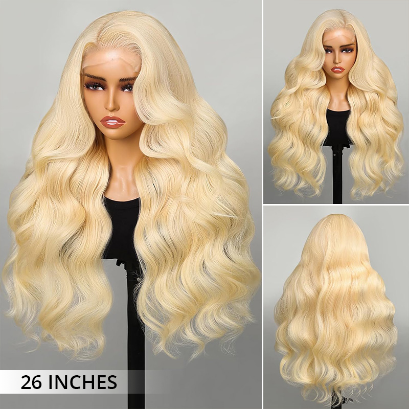 Zlike #613 Blonde Wigs Body Wave Lace Front  Wig 300% Density 100% Human Hair Transparent Lace Front Wigs For Women