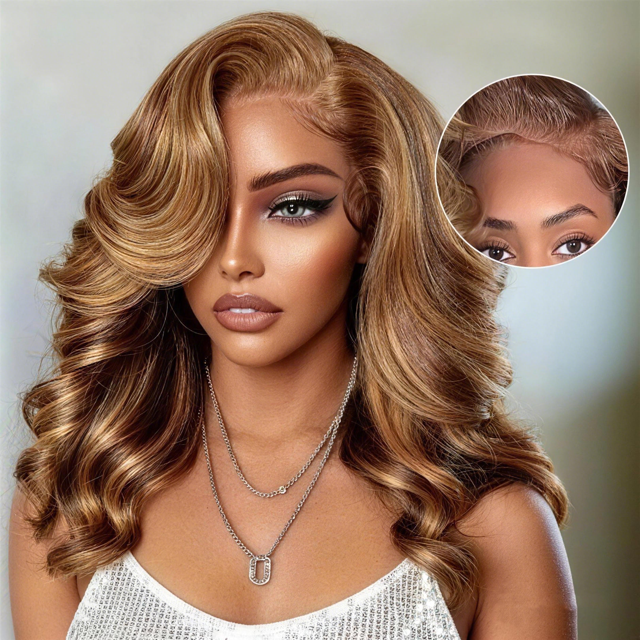 Zlile Blonde Highlight Pre-Styled Body Wave Ready To Go Glueless Layer Wavy Bob Wig With Baby Hair