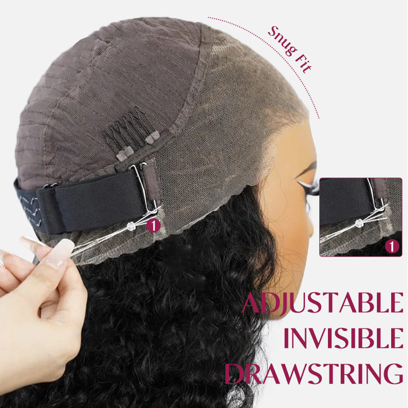 Glueless Kinky Curly Invisi-Band 360 Lace Frontal Bleached Knots Human Hair Wigs With Baby Hair