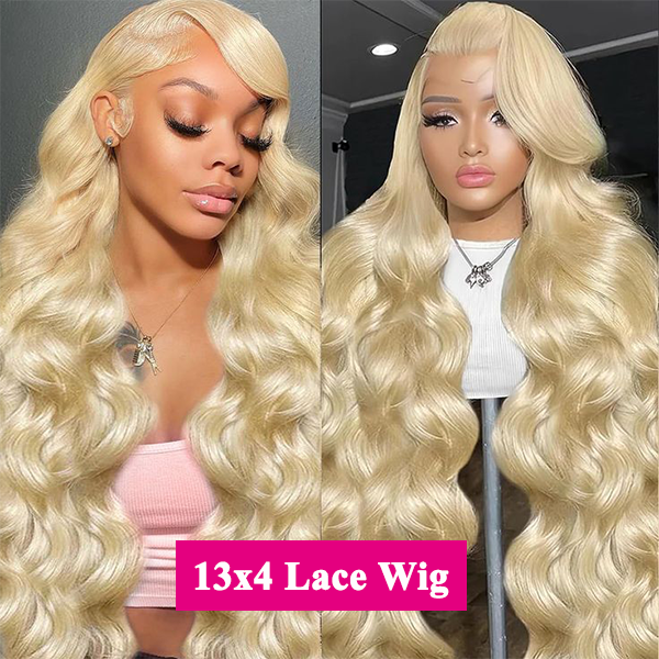 Pre Plucked Body Wave Transparent Lace Front Wig 613 Blonde Human Hair Wigs Natural Hairline