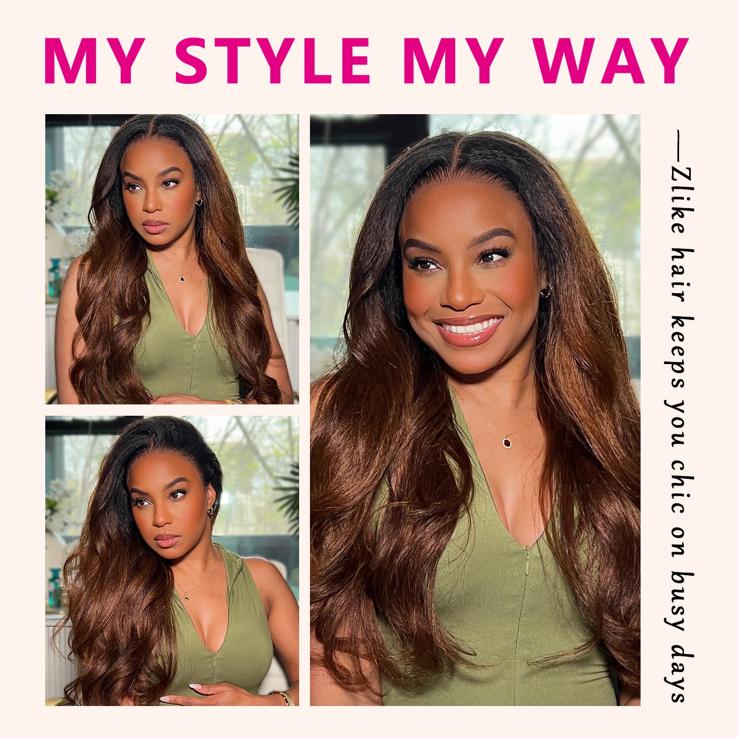 Invisi-Band Black Ombre Brown T1B/30 Yaki Straight 360 Lace Frontal Human Hair Wigs Natural Hairline