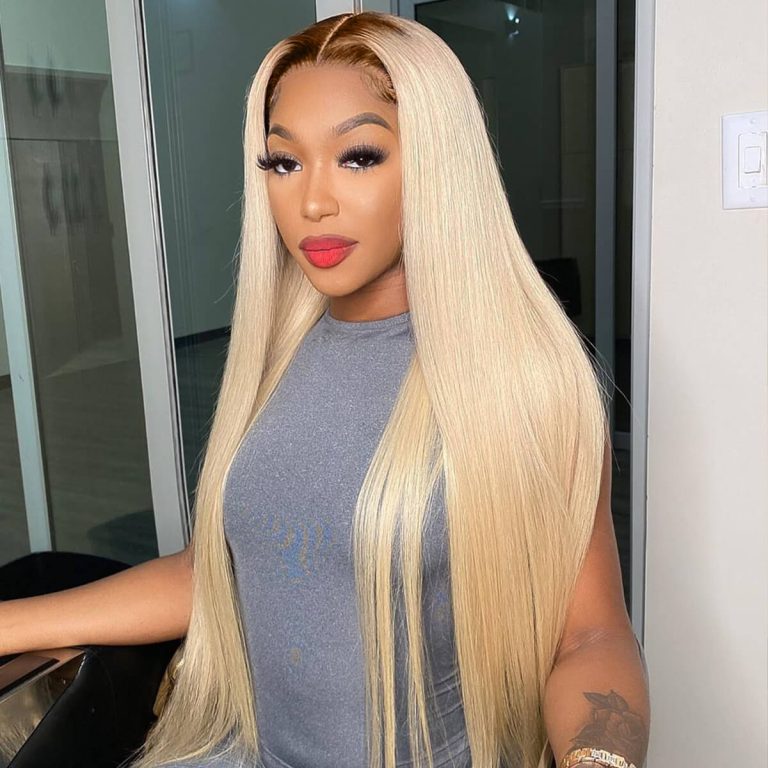 Zlike 613 Blonde Body Wave Drawstring Wigs with Dark Roots Glueless 13x4 Transparent Lace Human Hair Wigs