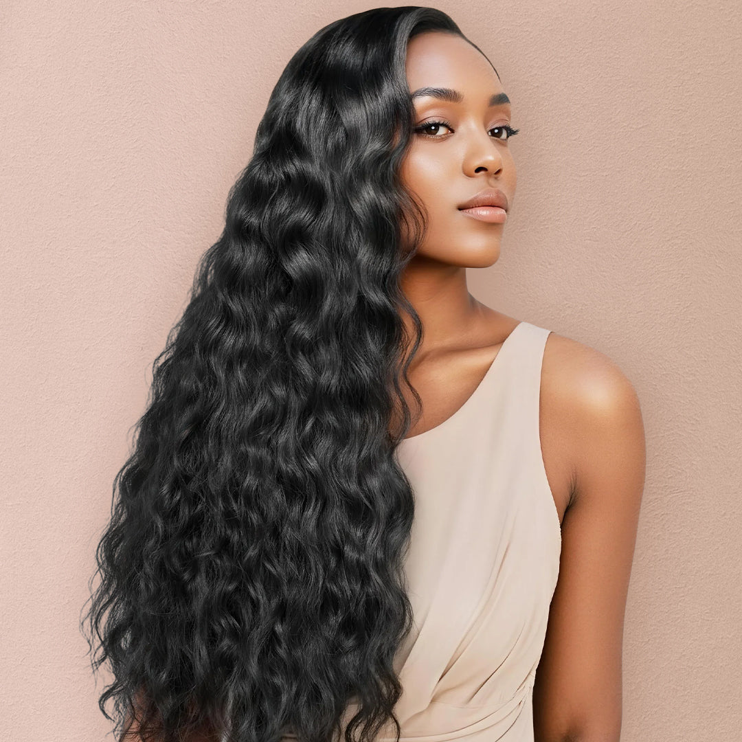 Zlike Luxury Bouncy Ocean Wave Wigs 300% Density Super Double Drawn Virgin Human Hair Wigs Transparent Lace