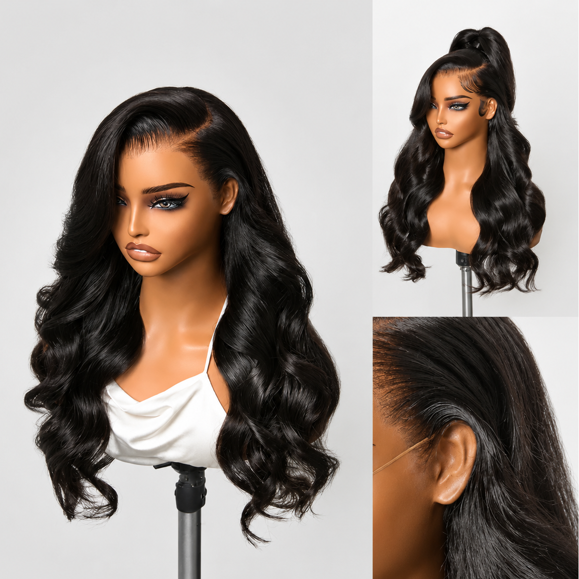Zlike 200% Density Ombre Brown / Natural Black Loose Wave Glueless 13x6 / 13x4 Lace Front Wigs Human Hair Pre-Cut Lace Flexi-Fit Drawstring Cap