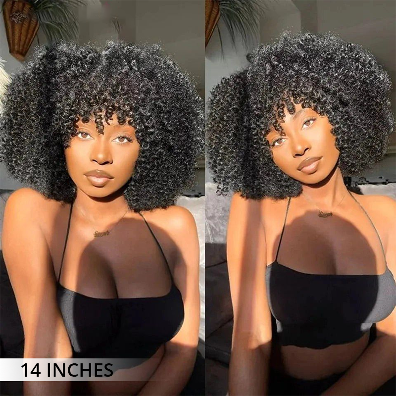 Zlike Breathable Cap Ready To Go Bouncy Jerry Curl Glueless No Lace Curly Wig With Bangs