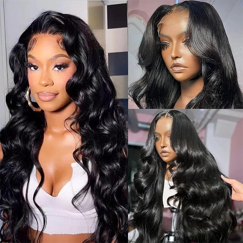 300% Density Body Wave Transparent Lace Front Wigs Virgin Human Hair Frontal Lace Wig For Women