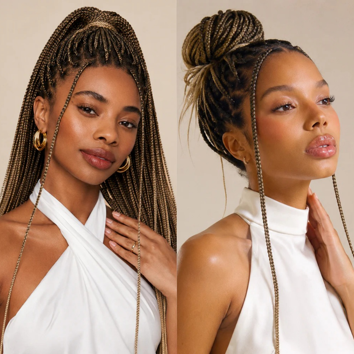 Zlike 613 Blonde Lightweight Knotless Box Braided Wigs Realistic Scalp Look Full Lace Drawstring Cap Real Human Hair Base