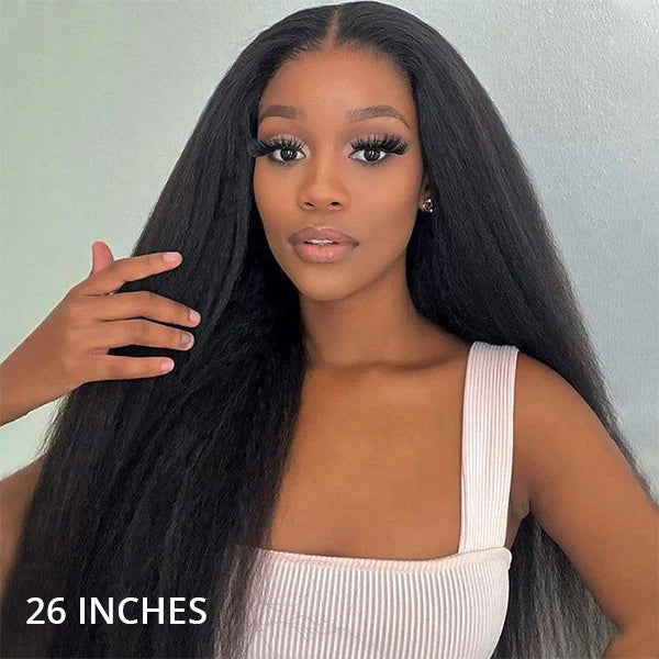 3 In 1 Half Wigs Easy Wear Kinky Straight Half Wigs With Elastic Drawstring Comfortable Fit No Glue Needed