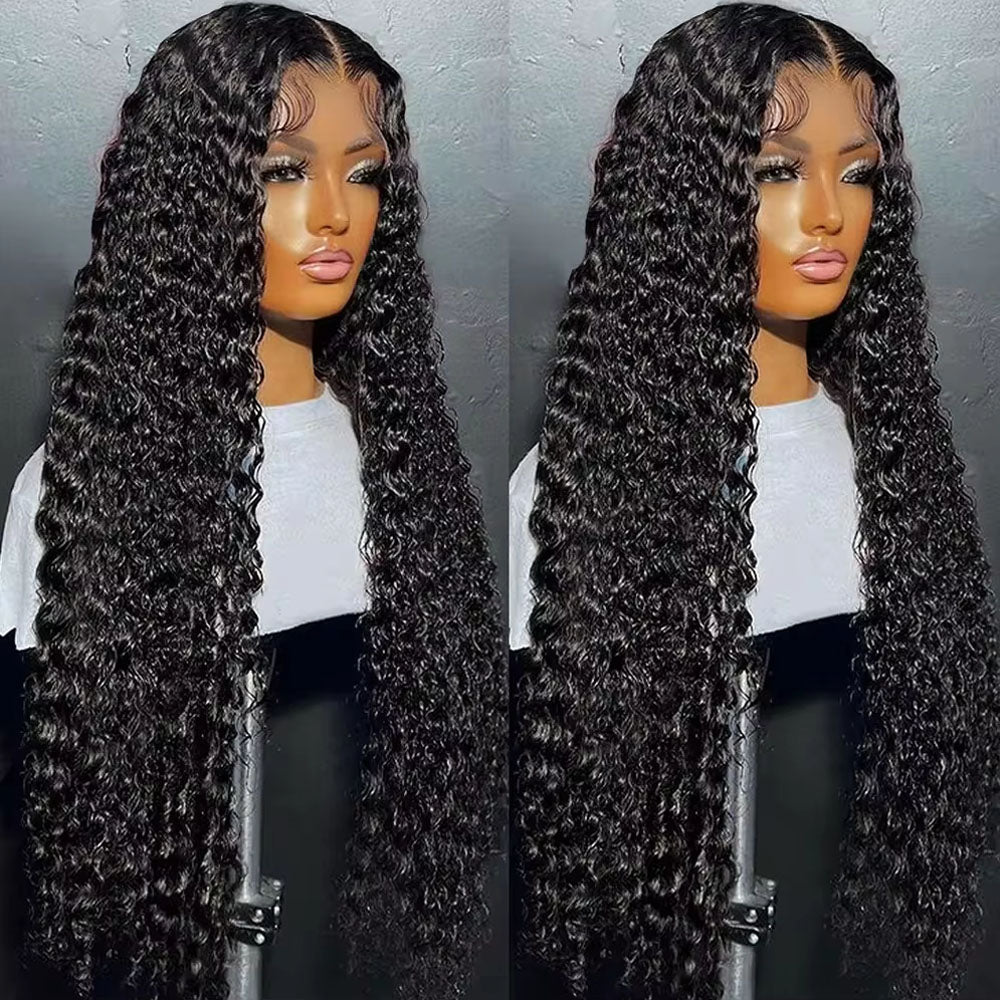 Pre Plucked Deep Wave Human Hair Wigs Swiss HD Lace Front Wig Natural Hairline