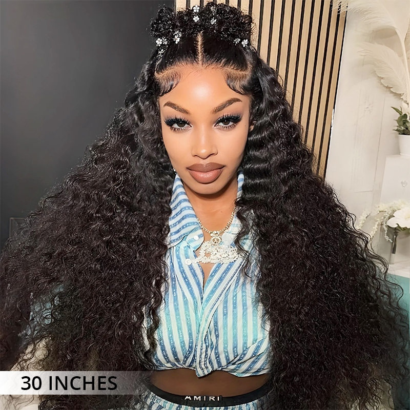 Clearance Sale | Jerry Curly Long Natural Wave Wigs Transparent Lace Front Wigs 100% Human Hair