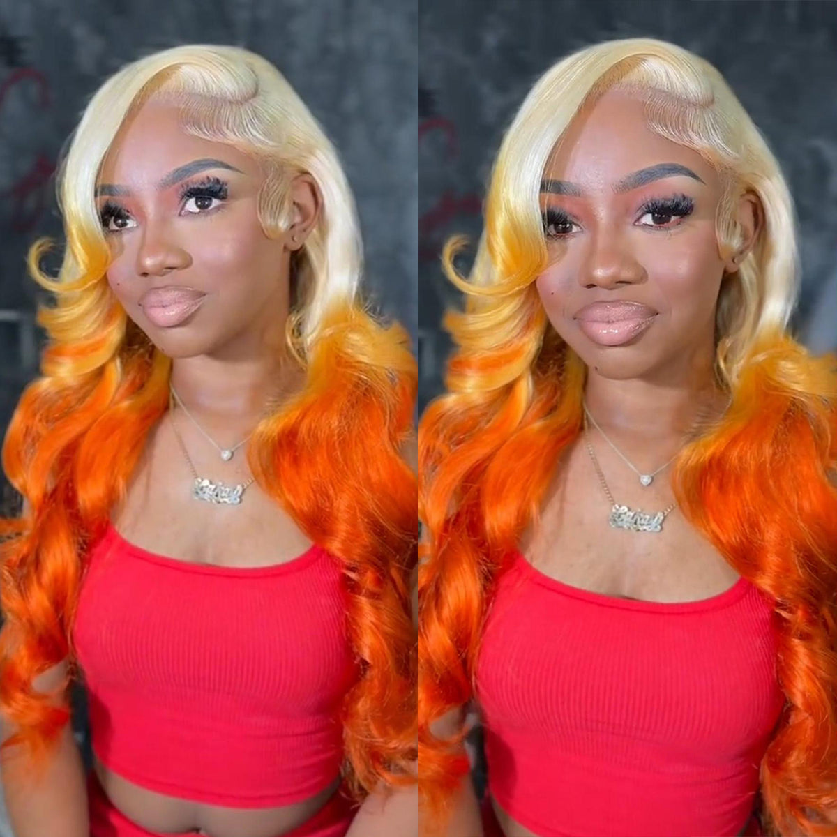 613 Blonde Ombre Highlight Ginger Transparent Lace Front Human Wigs