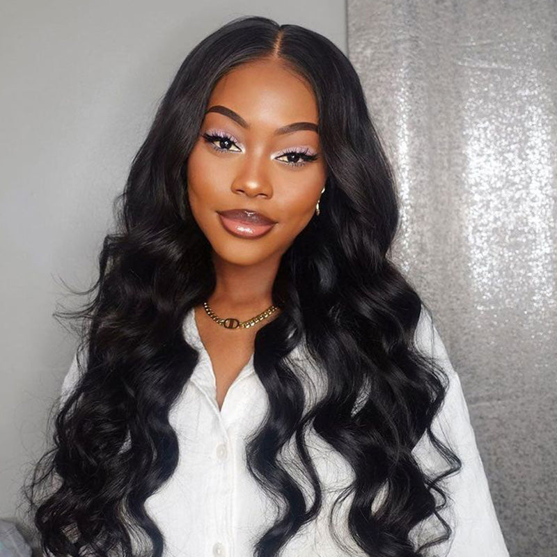 Body Wave 13x4 Transparent Lace Front Wig Pre Plucked Virgin Human Hair Wigs