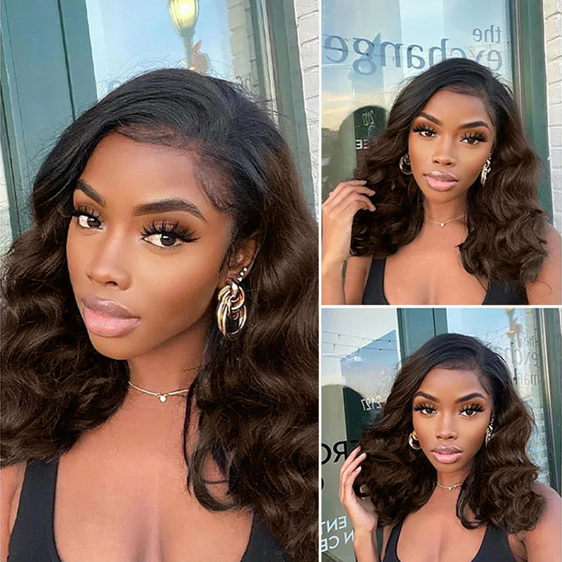 Zlike Hair Balayage Ombre Colored Body Wave Wigs 250% Density Side Part Layered Cut Lace Closure Wigs