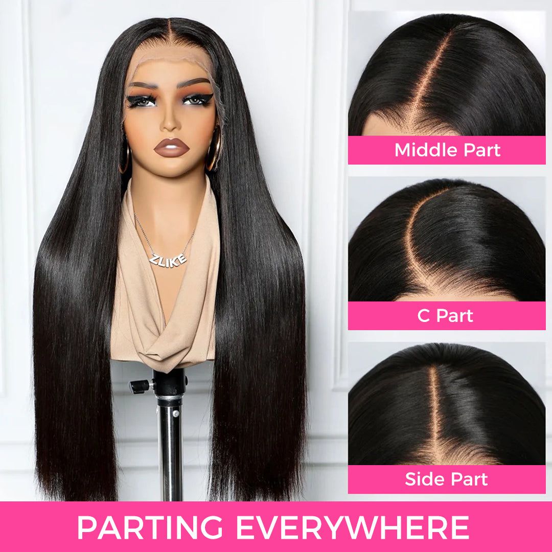 Zlike 13x6 Lace Frontal Wigs Straight Hair Skinlike Transparent Lace Human Hair Wigs Long Inches Brazilian Virgin Hair