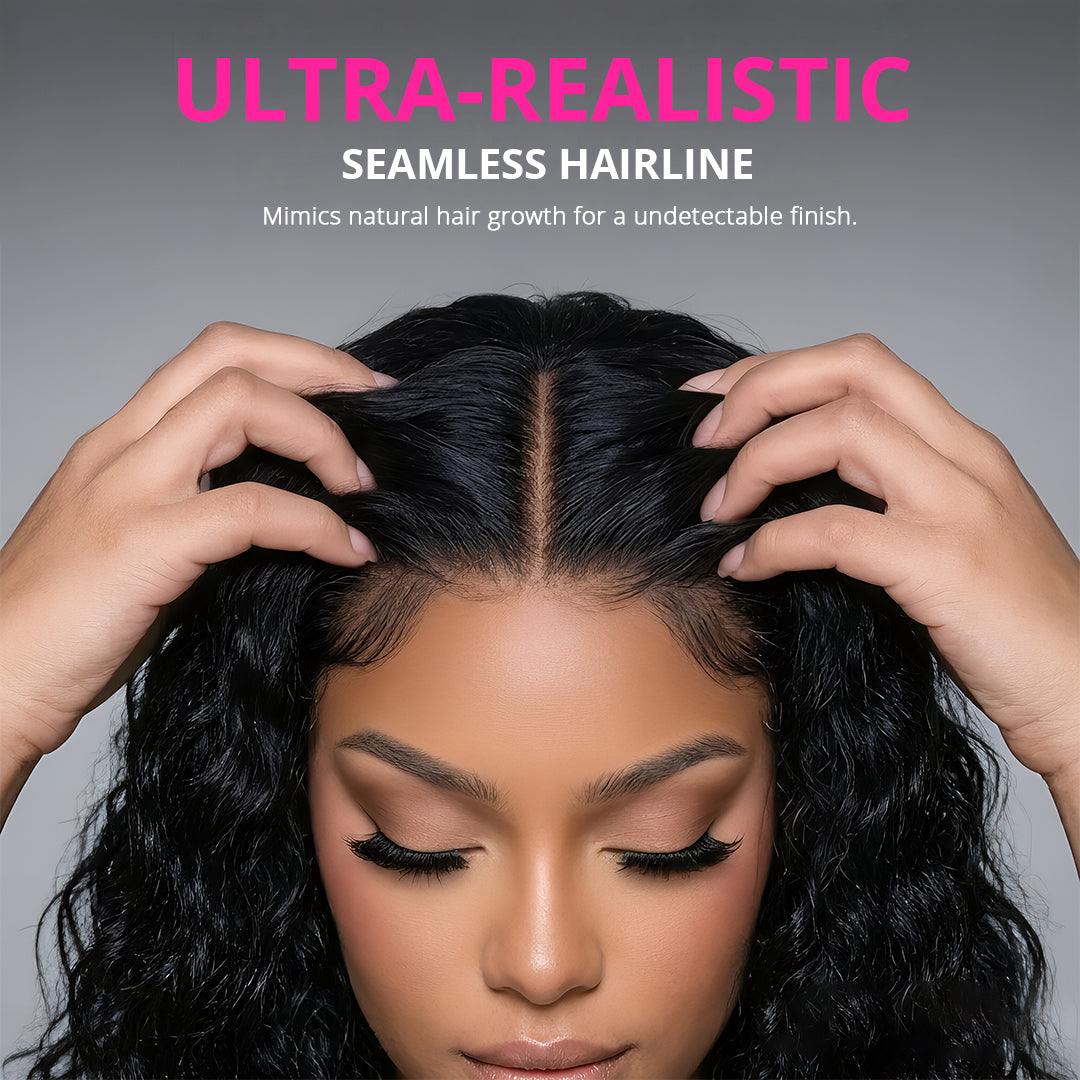 Back view of 2 in 1 human hair wig with full natural volume