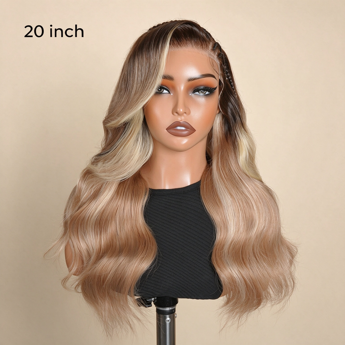 Zlike 13x6 Pre Braided Brunette Blonde Highlights Loose Body Lace Front Wig Glueless Human Hair Wigs Natural Hairline