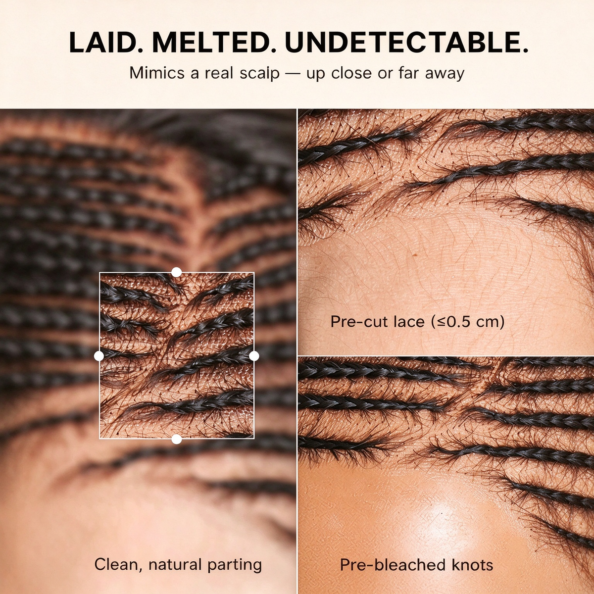 Zlike Fulani Braids Natural Black Straight Frontal Lace Bob Wig Pre-Cut 13x4 Transparent Lace Wigs Pre-Braided Bob Wigs