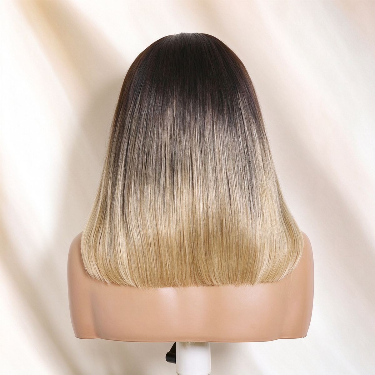 Zlike Dark Brown to Blonde Ombre Straight Bob Lace Frontal Wig Human Hair Wigs
