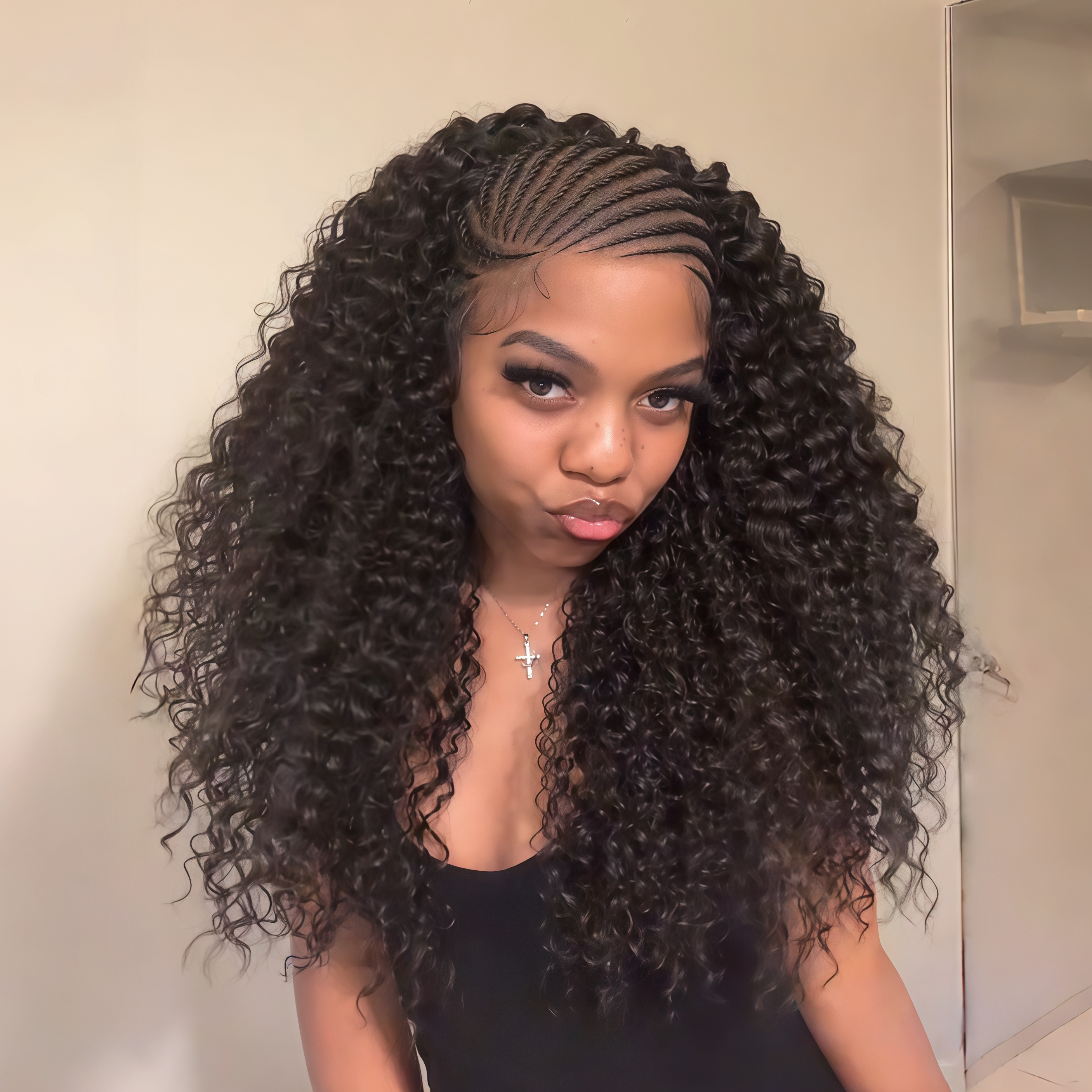 Zlike Pre Braided Fulani Braids Wigs Deep Wave Lace Frontal Human Hair Wigs With Drawstring For Women Glueless