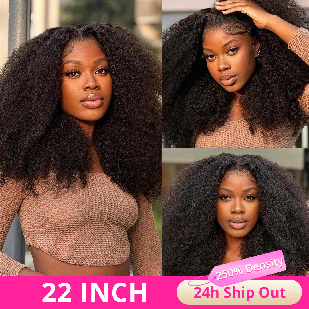Zlike Afro Curly Glueless Wigs Pre-cut 7x5 Lace With Bleached Knots 100% Human Hair Wigs