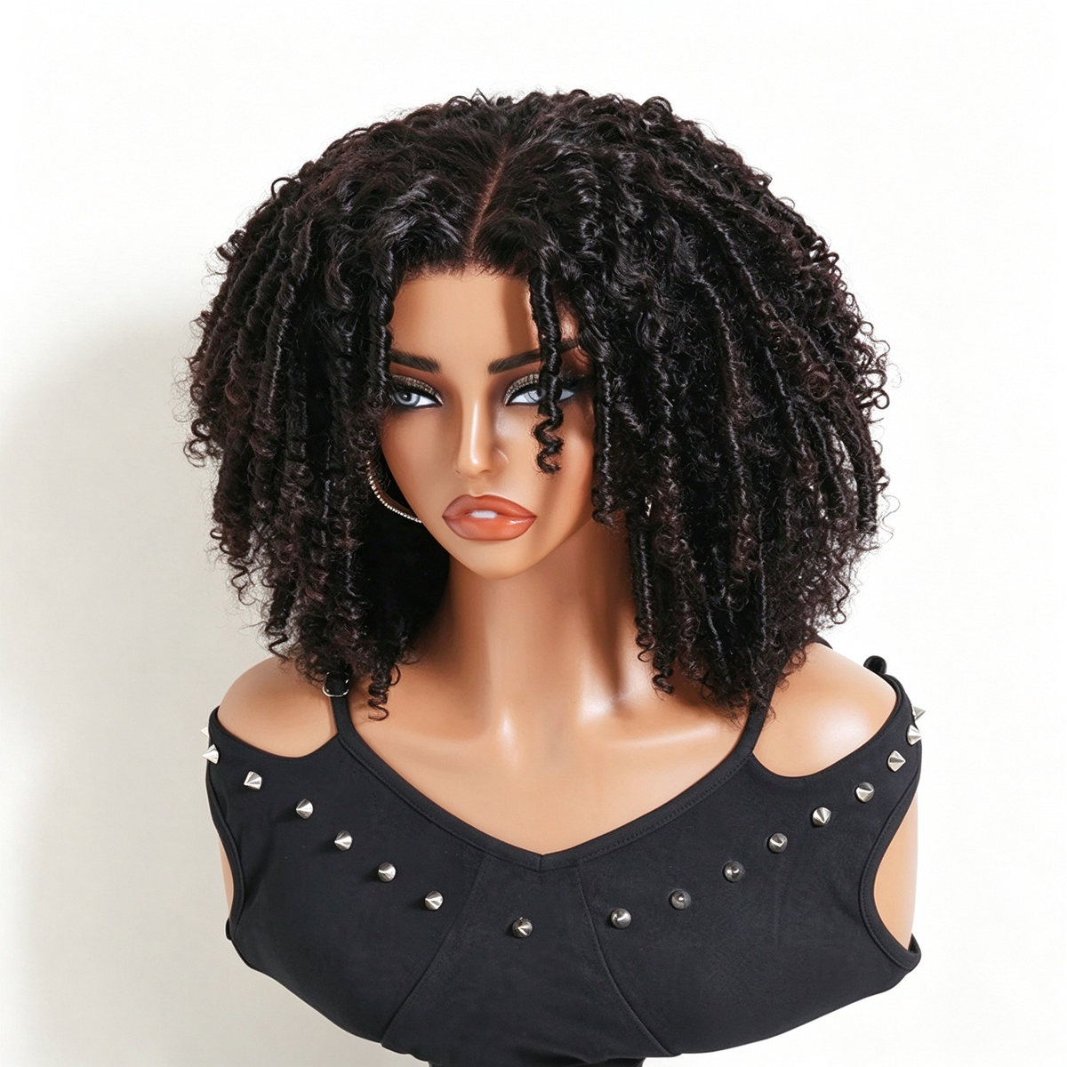 Zlike 7x5 Transparent Lace Afro Kinky Curly with Finger Coils Voluminous Human Hair Wigs Lace Front Wigs