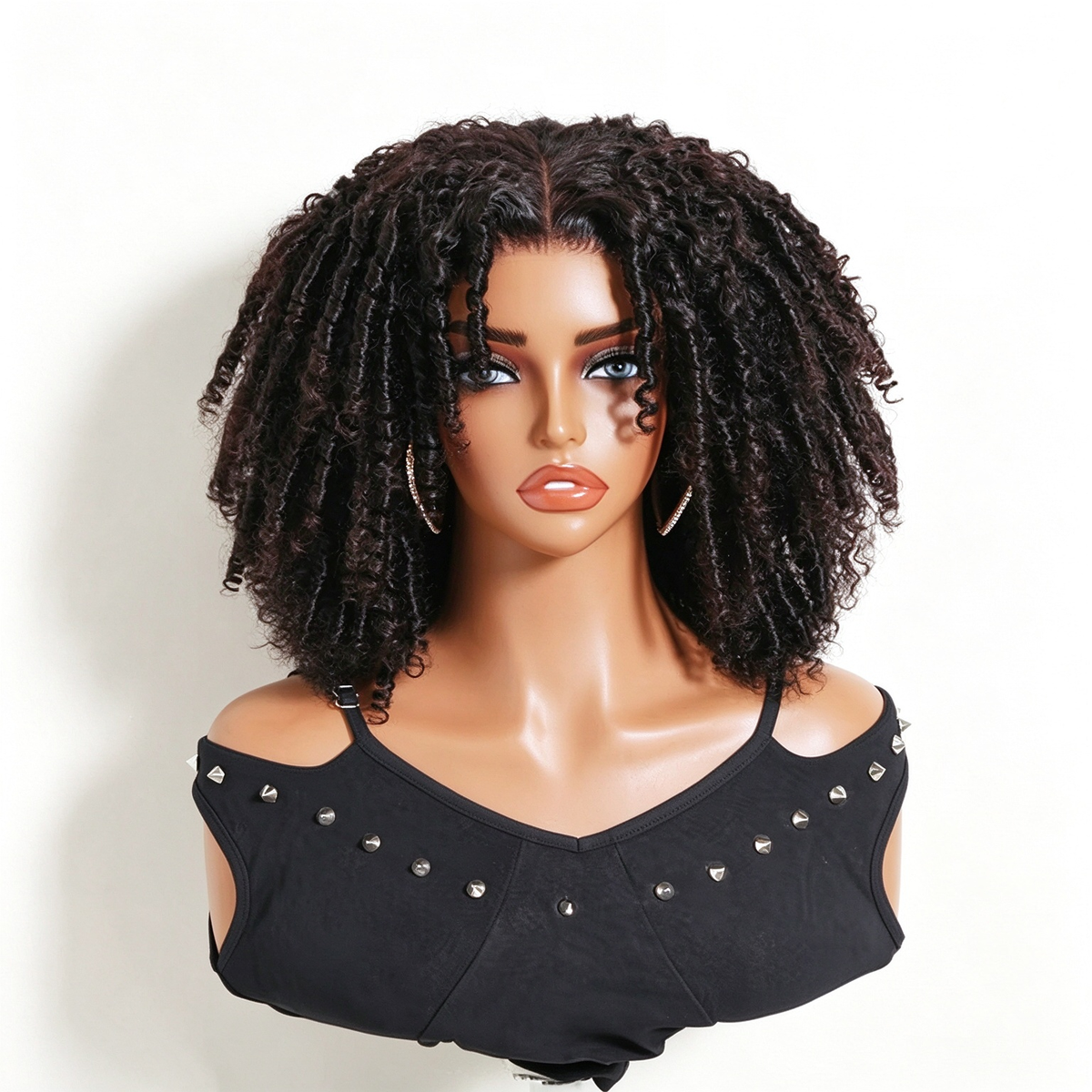 Zlike 7x5 Transparent Lace Afro Kinky Curly with Finger Coils Voluminous Human Hair Wigs Lace Front Wigs