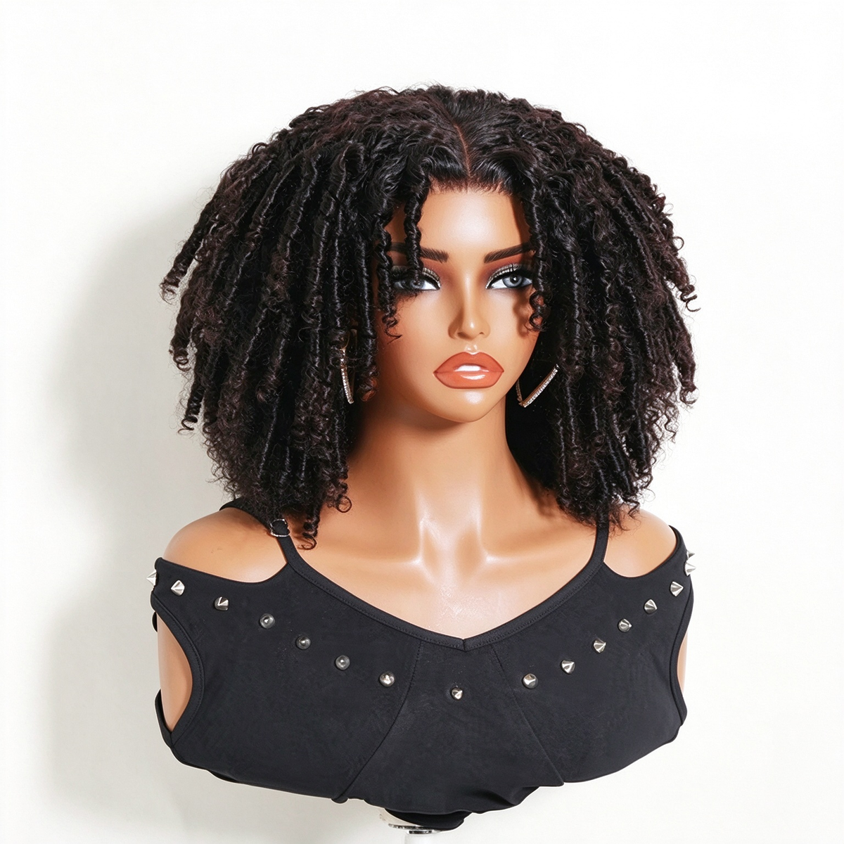 Zlike 7x5 Transparent Lace Afro Kinky Curly with Finger Coils Voluminous Human Hair Wigs Lace Front Wigs