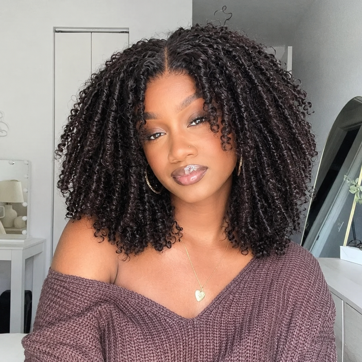 Zlike 7x5 Transparent Lace Afro Kinky Curly with Finger Coils Voluminous Human Hair Wigs Lace Front Wigs