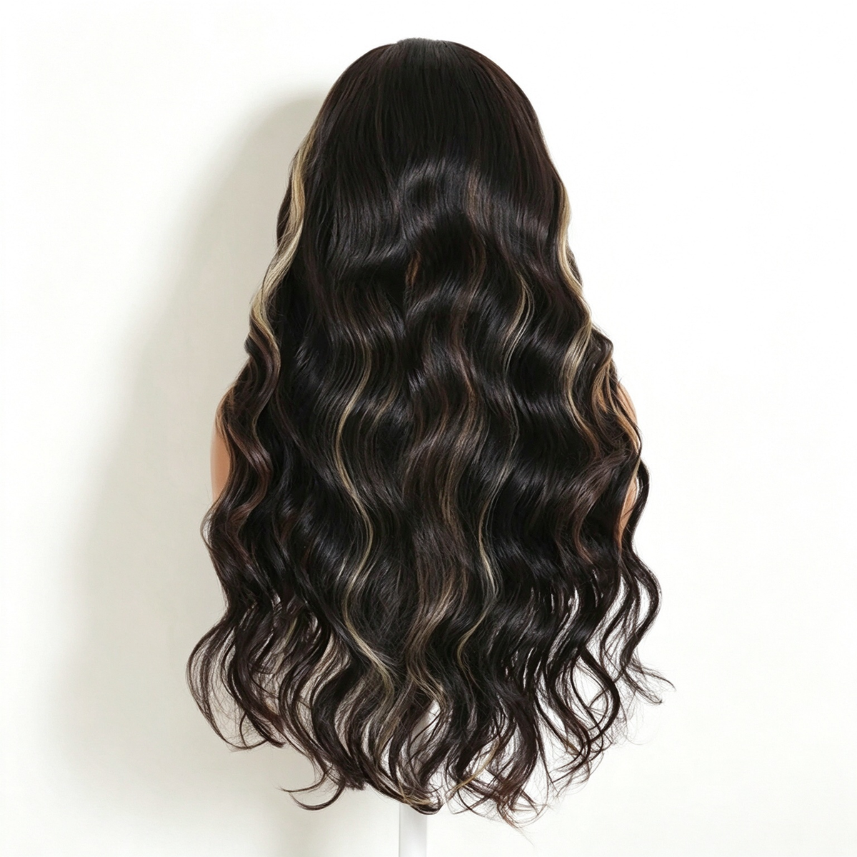Zlike Black with 613 Blonde Highlights Body Wave Human Hair Wig Transparent Lace Lace Front Wigs