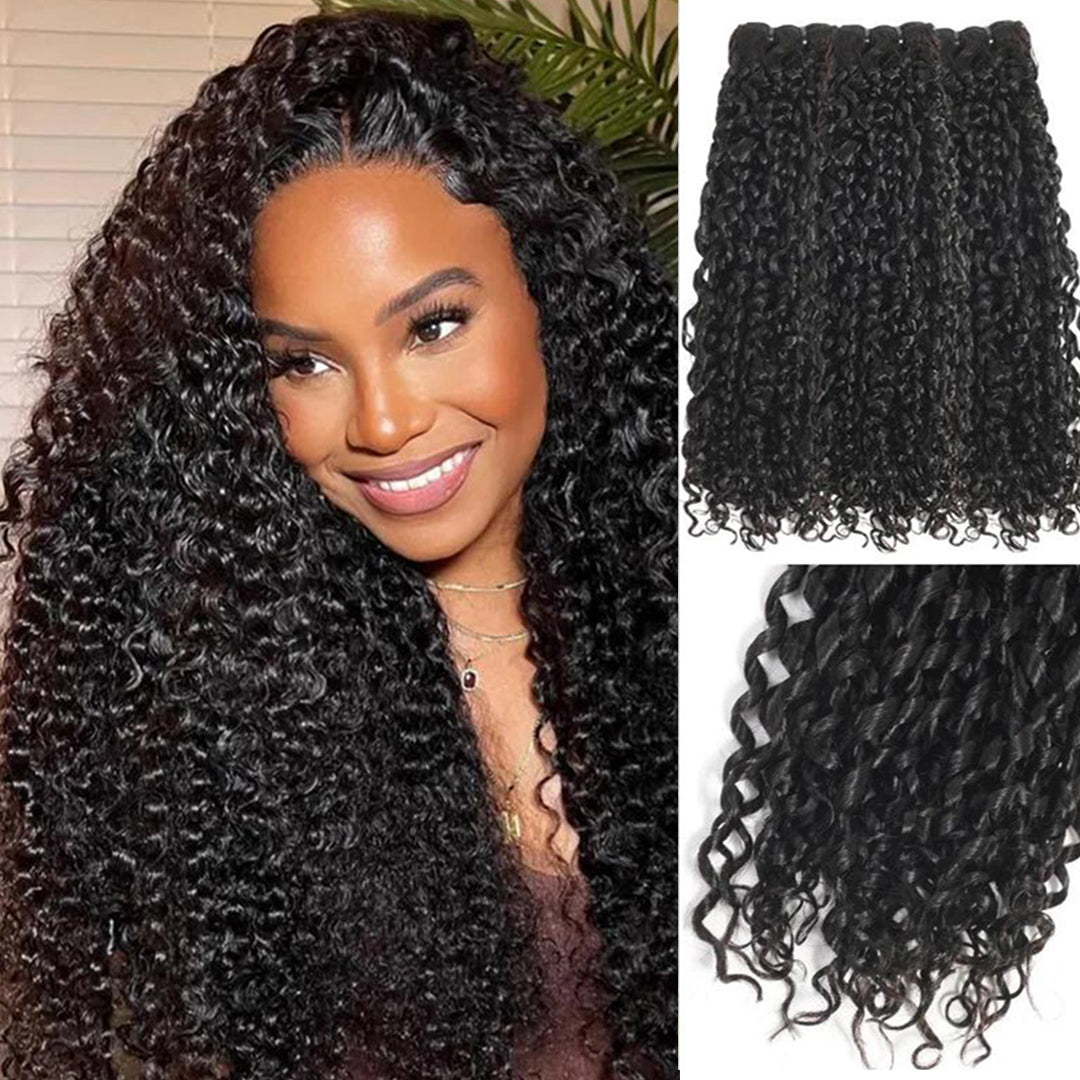 Jerry Curly 4 Bundles 4x4 Lace Closure 100% Unprocessed Human