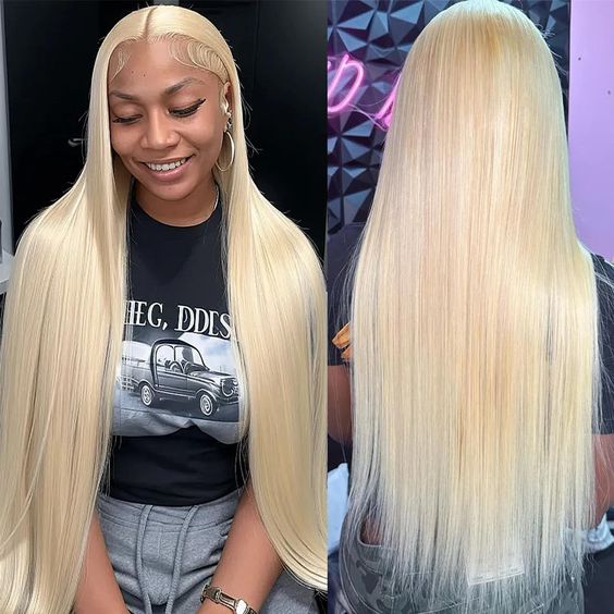 [BOGO] 613 Blonde Straight Transparent Lace Front Human Hair Wigs High Density Natural Hairline