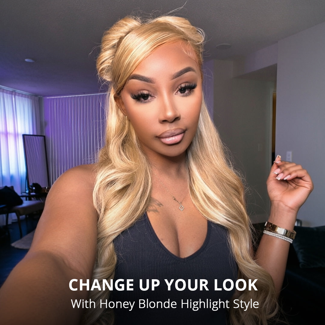 Zlike P27/613 Brown to Blonde Ombre Wigs Body Wave 13x4 Lace Frontal with Drawstring