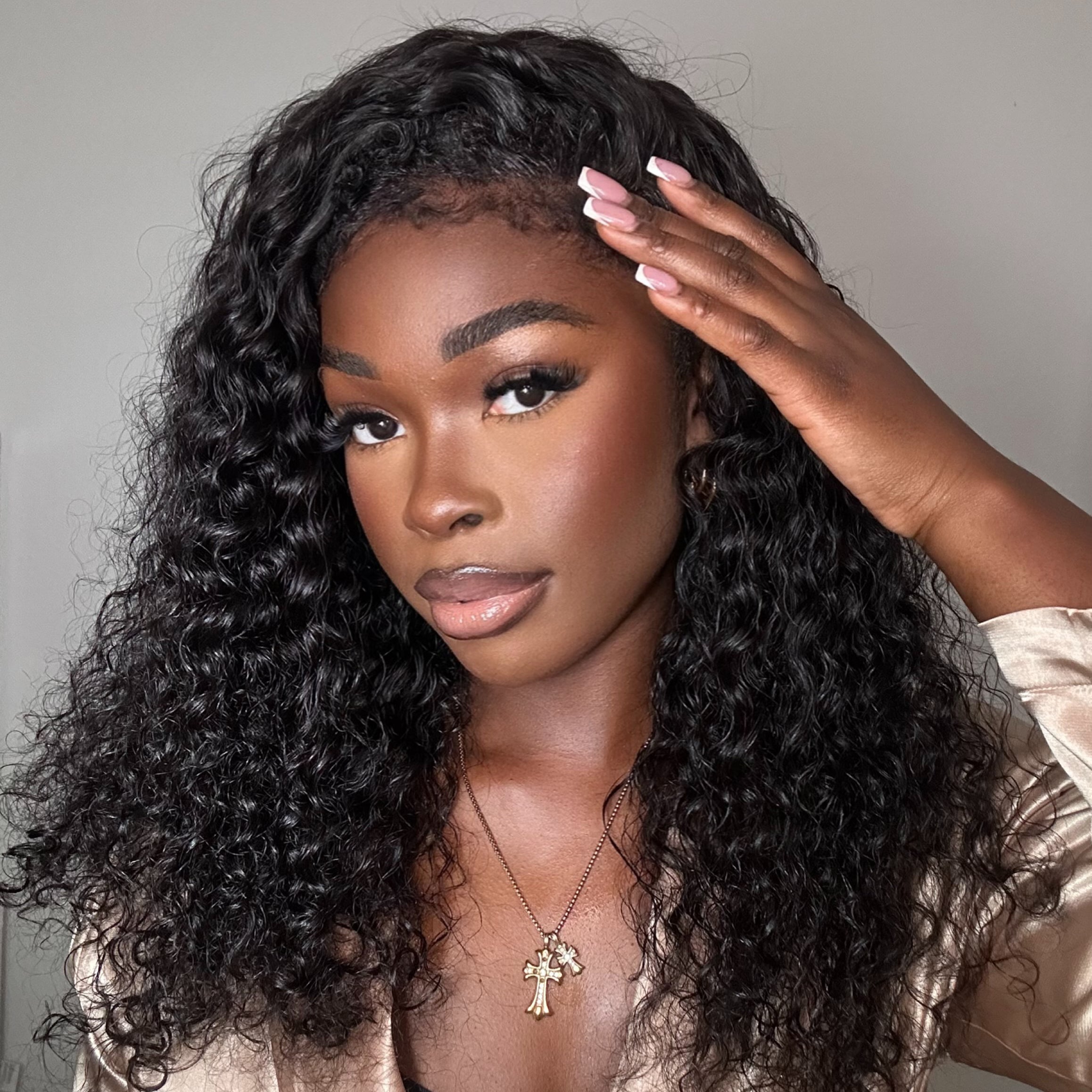 Zlike 26" Water Wave Lace Front Wigs 100% Human Hair With Transparent Lace Natural Hairline