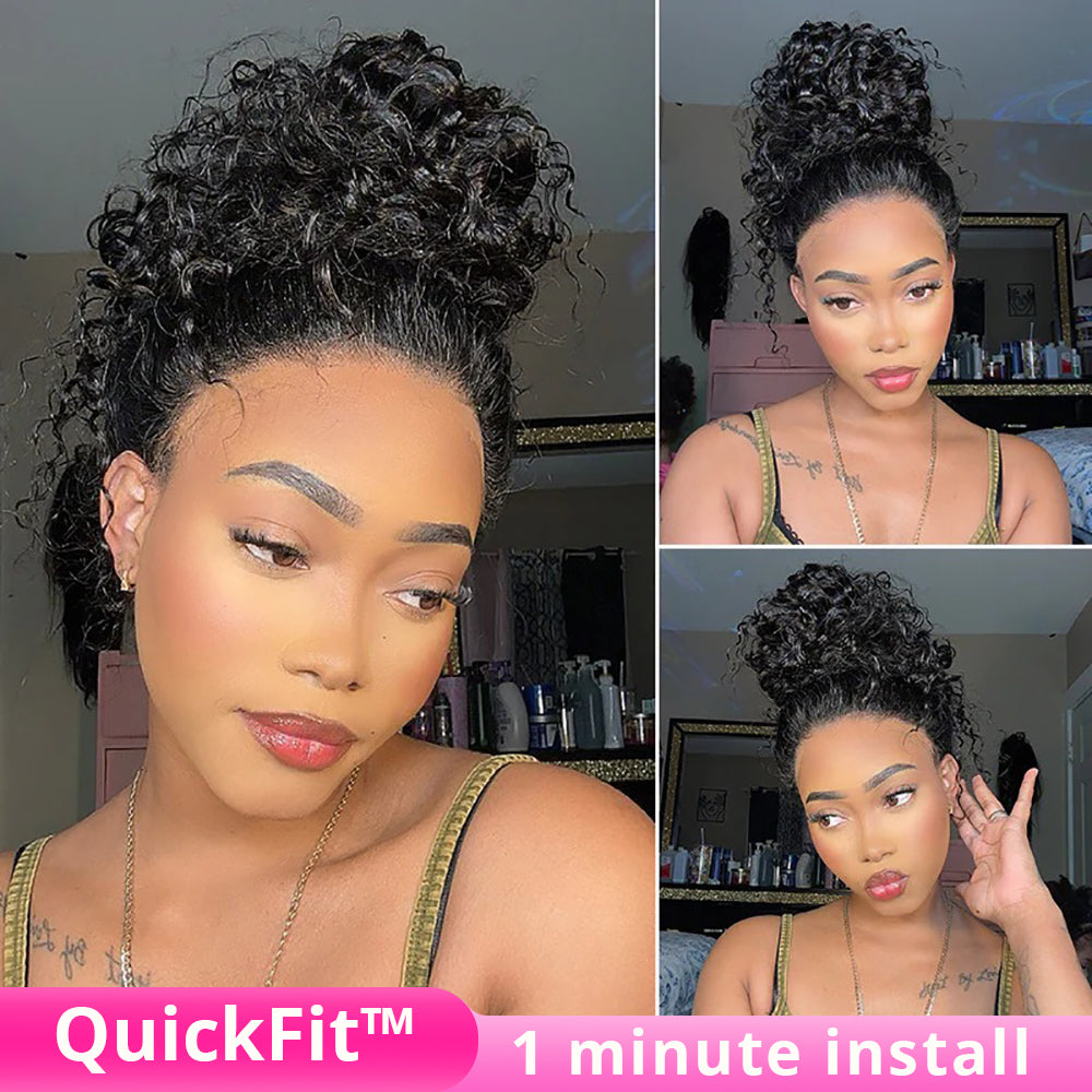 24"=$168 Water Wave Invisi-Strap 360 Lace Frontal Wigs Bleached Knots Pre Cut Human Hair Wigs