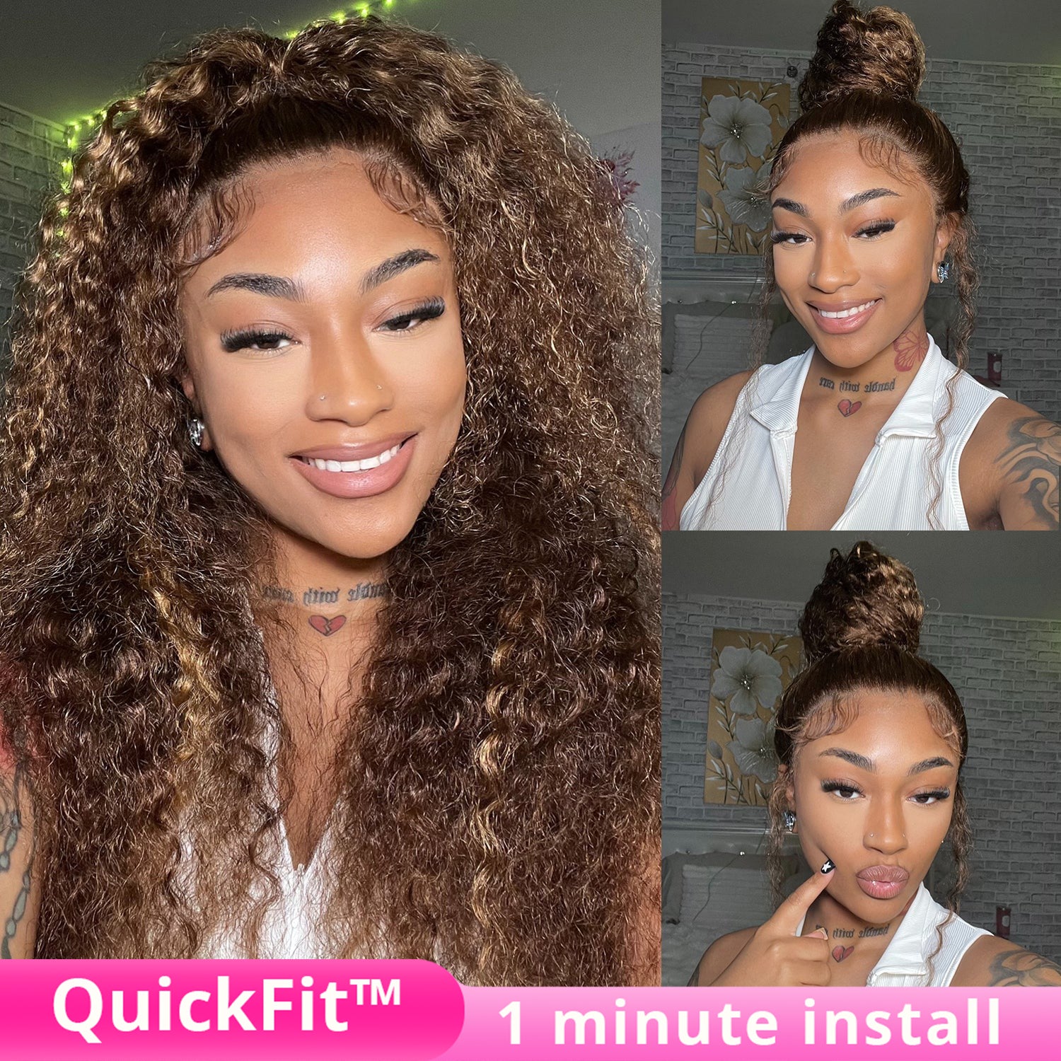 Water Wave Invisi-Band 360 Lace Frontal Wigs Highlight Honey Blonde Glueless Human Hair Wigs