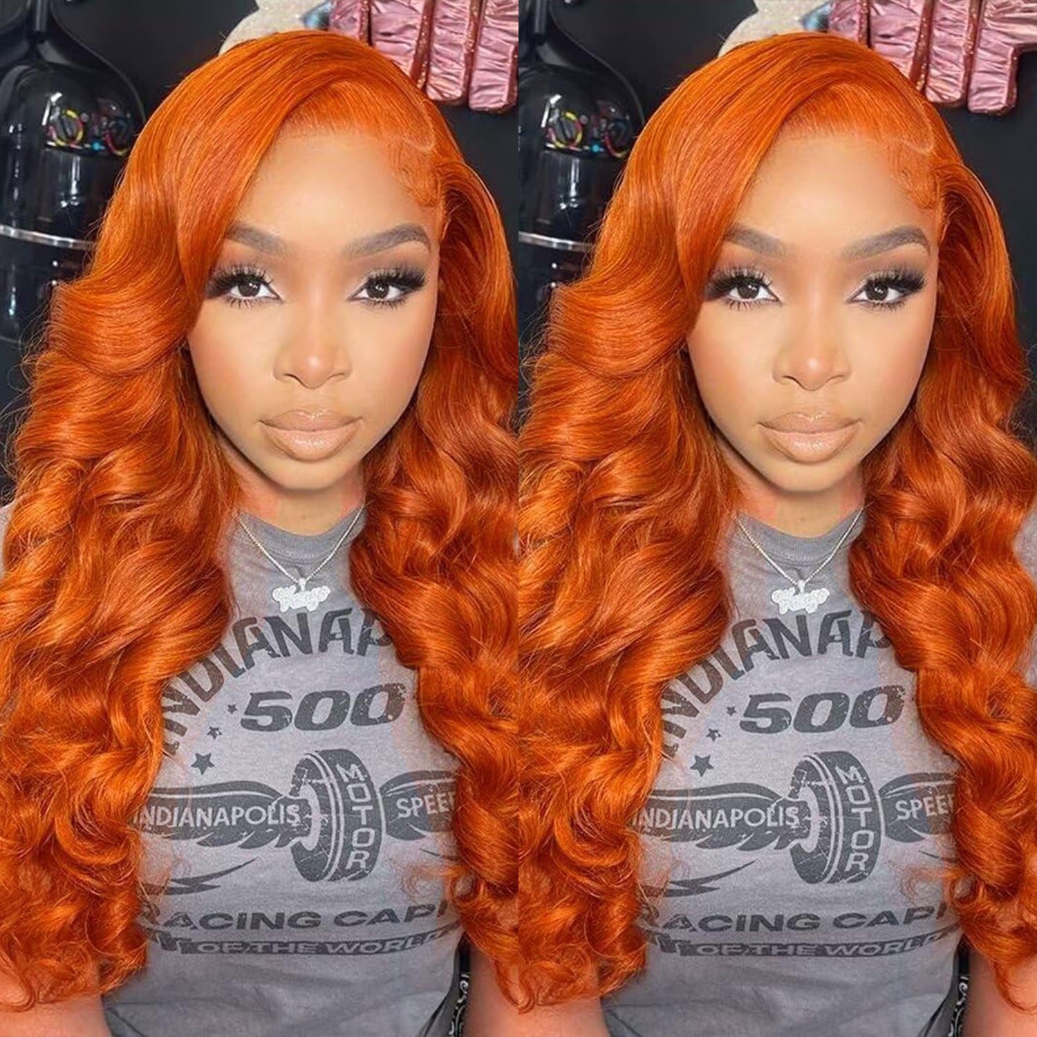 Body Wave Wig Ginger Orange Colored Lace Front Human Hair Wigs For Black Women