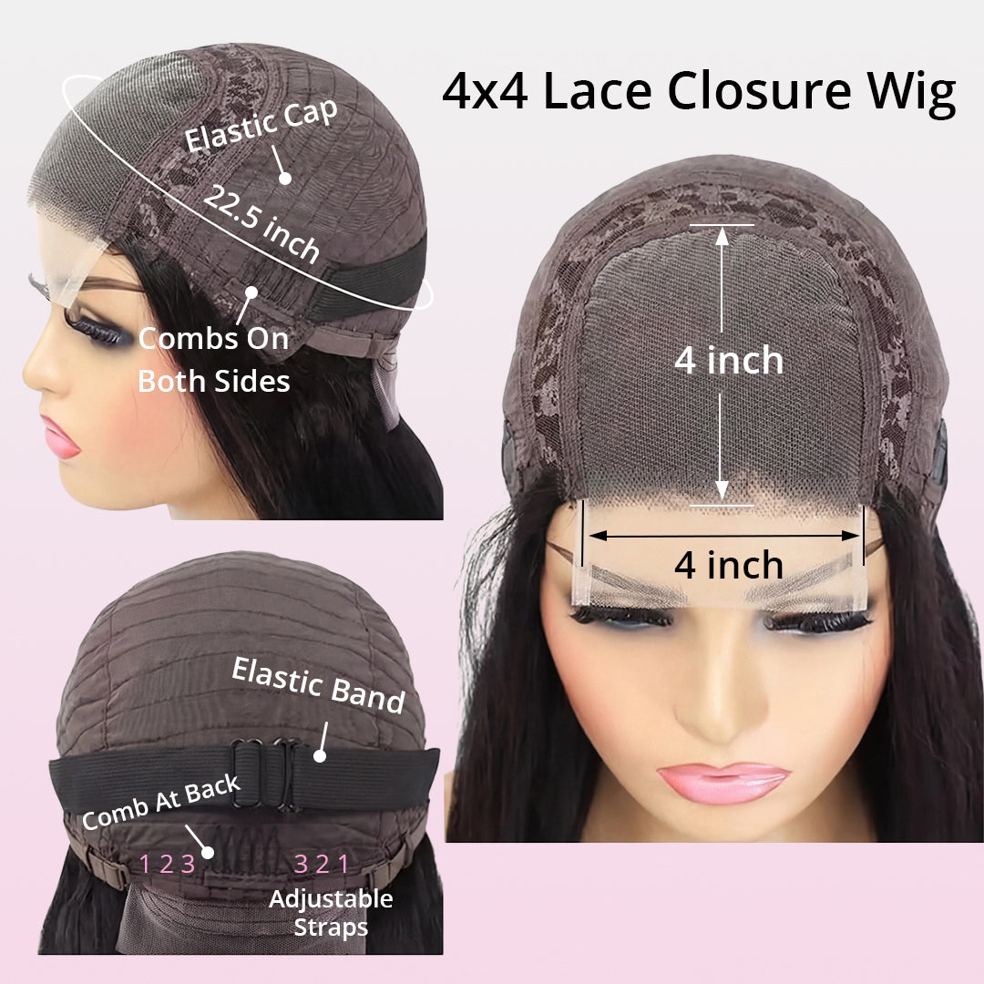 Glueless Invisible Lace Straight Short 4x4 Bob Human Hair Wigs | Flash Sale