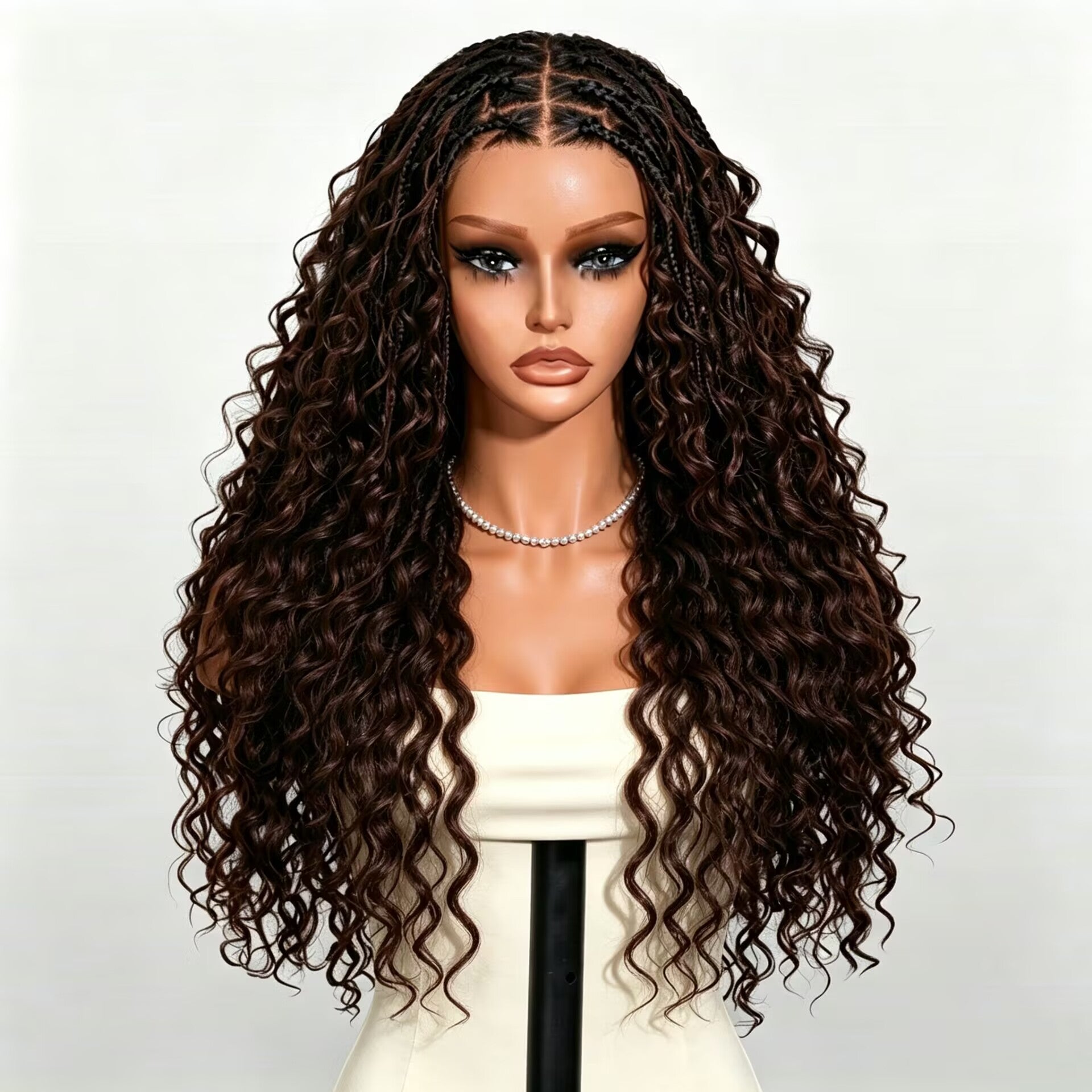 Zlike Boho Braided Water Wave Wig T1B/4 Ombre Brown 13x6 Lace Glueless Human Hair Wig