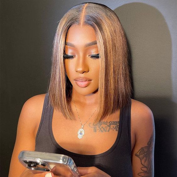 $129 = 2 Wigs | 10Inch Bob 13x4 Lace Front Straight Wig + 10Inch Bob Glueless 5x5 Lace Closure Straight Highlight Wig