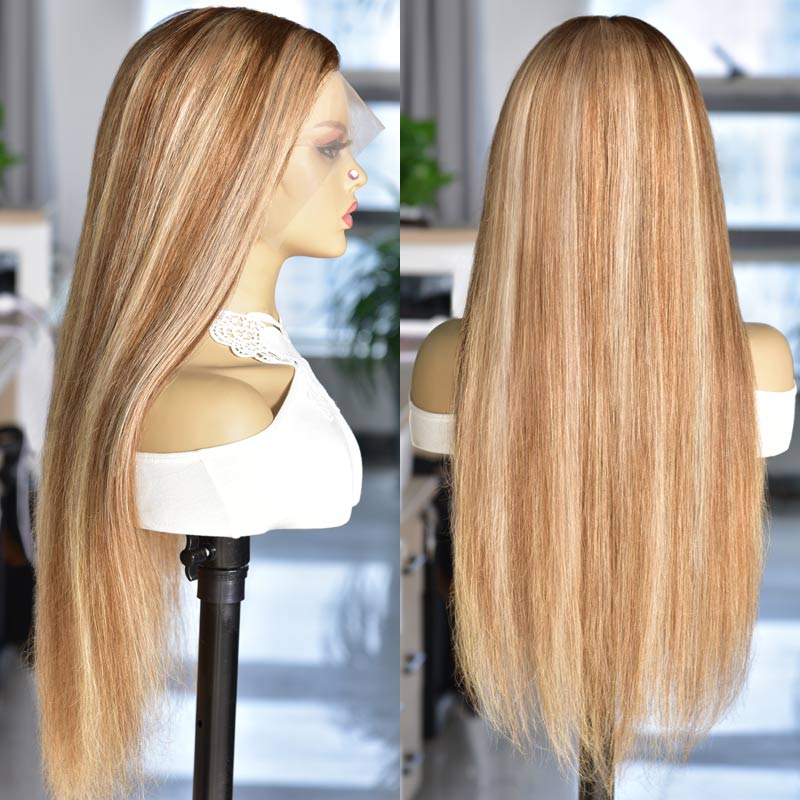 Balayage Honey Blonde Highlights #P27/613 Body Wave/Silky Straight Lace Front Wigs